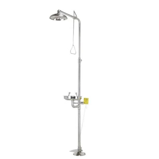 دش طوارئ من الفولاذ المقاوم للصدأ مع غسول للعين والوجه يعمل باليد/القدم - SS-304-9KG ,Emergancy Stainless steel Combination Shower with hand/foot operated Eye / face Wash -SS-304-9KG