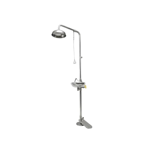 دش طوارئ من الفولاذ المقاوم للصدأ مع غسول للعين والوجه يعمل باليد/القدم - SS-304-9KG ,Emergancy Stainless steel Combination Shower with hand/foot operated Eye / face Wash -SS-304-9KG